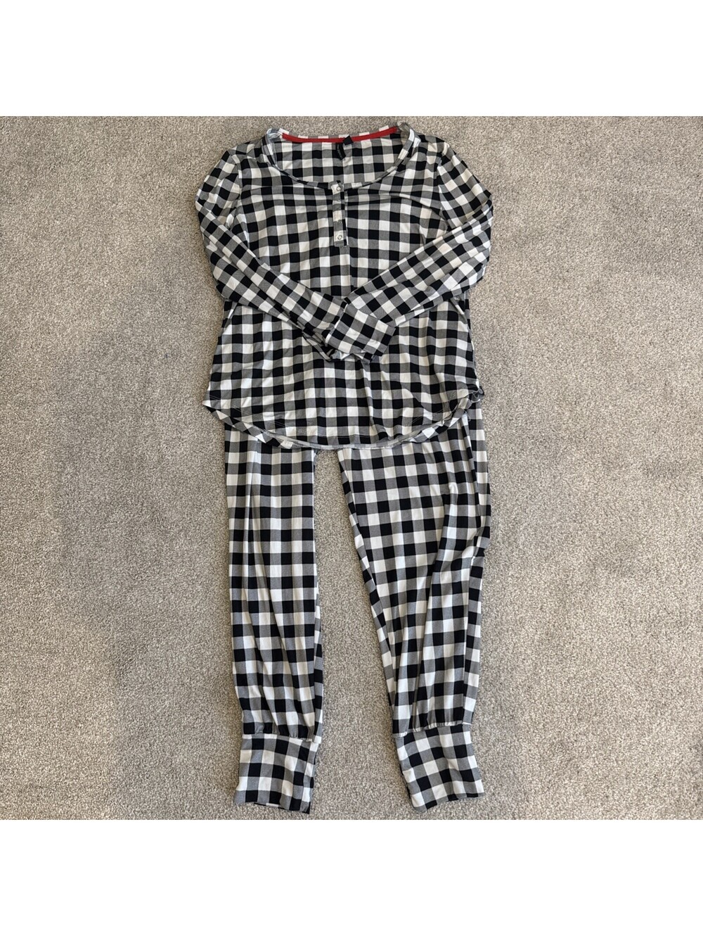 Cynthia Rowley Buffalo Check Black Long Sleeve Pants Pajama Set Size L